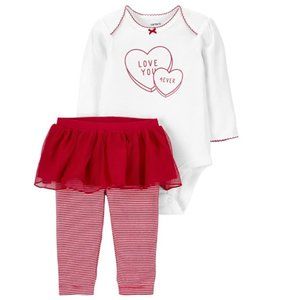 Baby Girls Carters LOVE YOU Valentine's Day Tutu Legging Set Size 18 months NWT